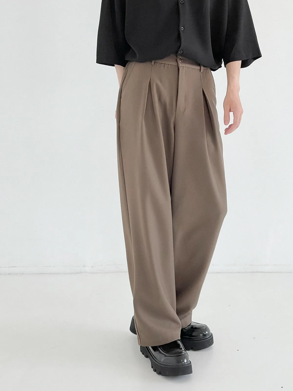 [Korean Style] 2 Colors Wide Straight Trousers