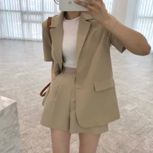 [Korean Style] 4 Colors Single Breasted Loose Fit Blazer Shorts 2 pc Set
