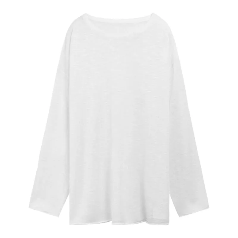 [Korean Style] Basic Loose Fit Open Edge See-through T-shirt