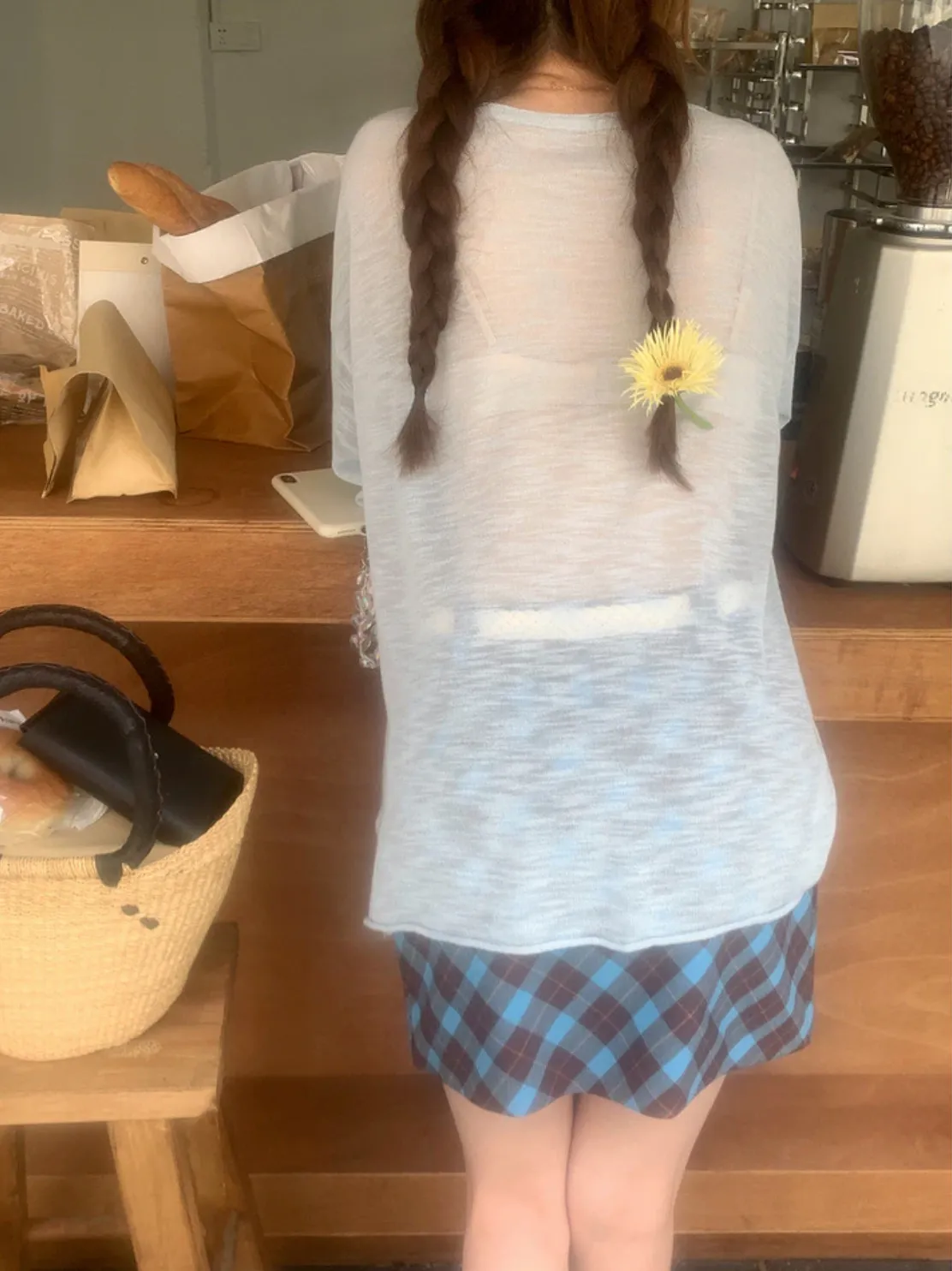 [Korean Style] Basic Loose Fit Open Edge See-through T-shirt