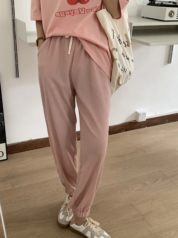 [Korean Style] Candy Color Summer Drawstring Sweatpants