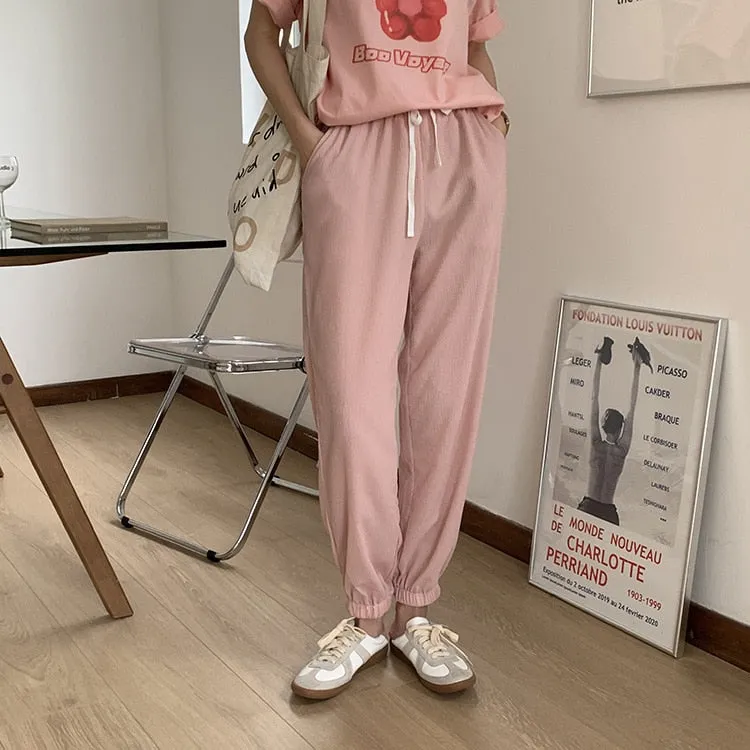 [Korean Style] Candy Color Summer Drawstring Sweatpants