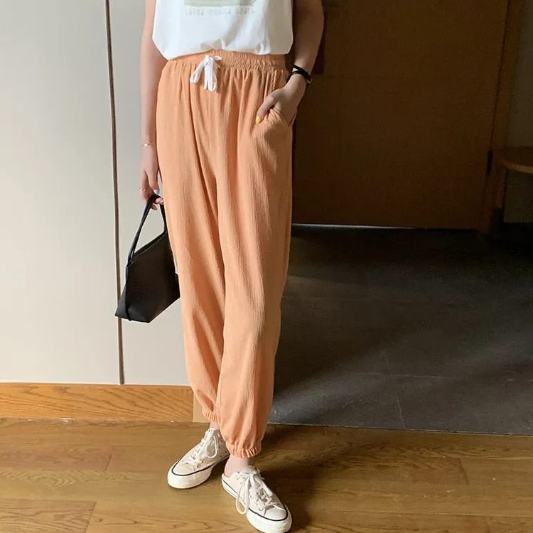 [Korean Style] Candy Color Summer Drawstring Sweatpants