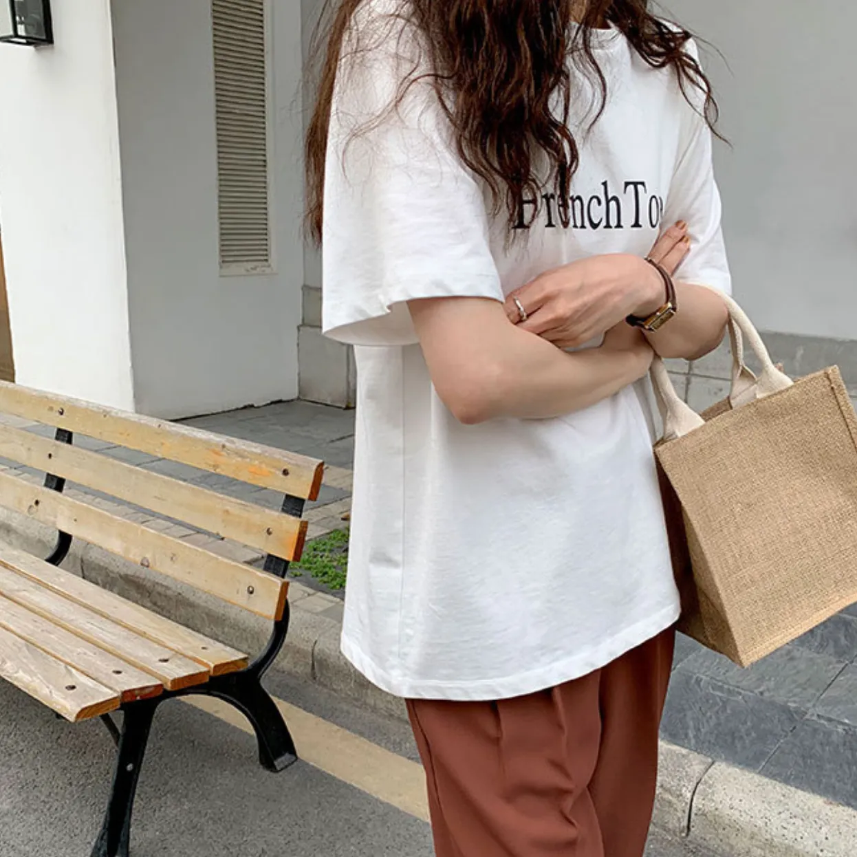 [Korean Style] French Toast Printing Graphic Cotton T-shirt