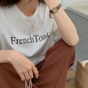 [Korean Style] French Toast Printing Graphic Cotton T-shirt