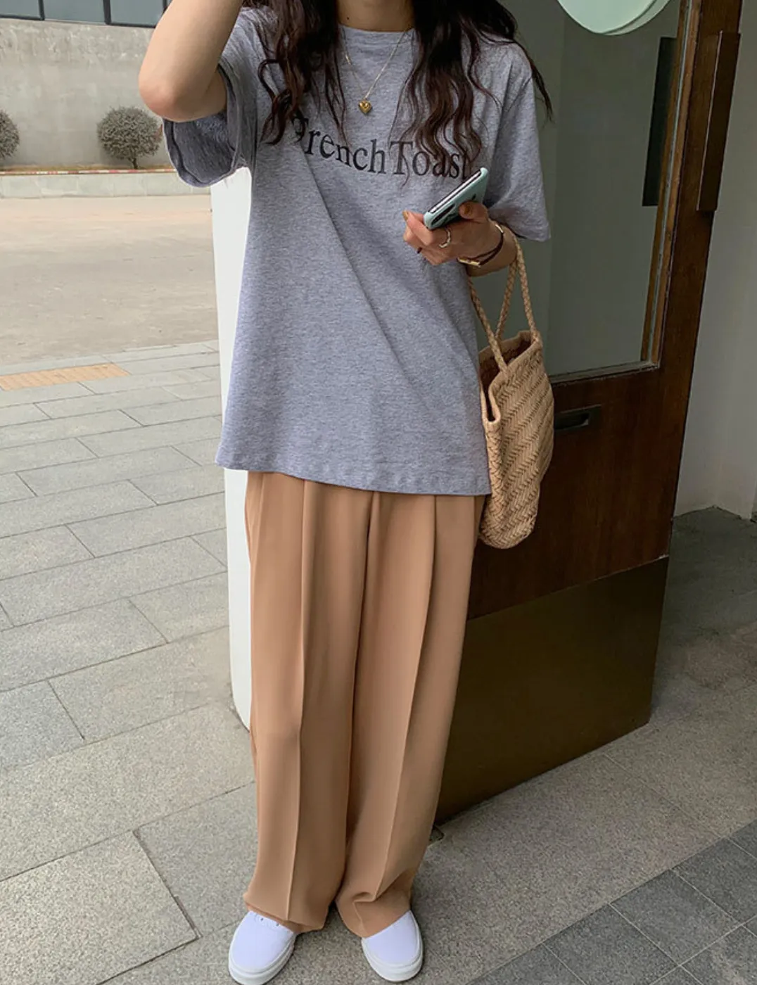 [Korean Style] French Toast Printing Graphic Cotton T-shirt