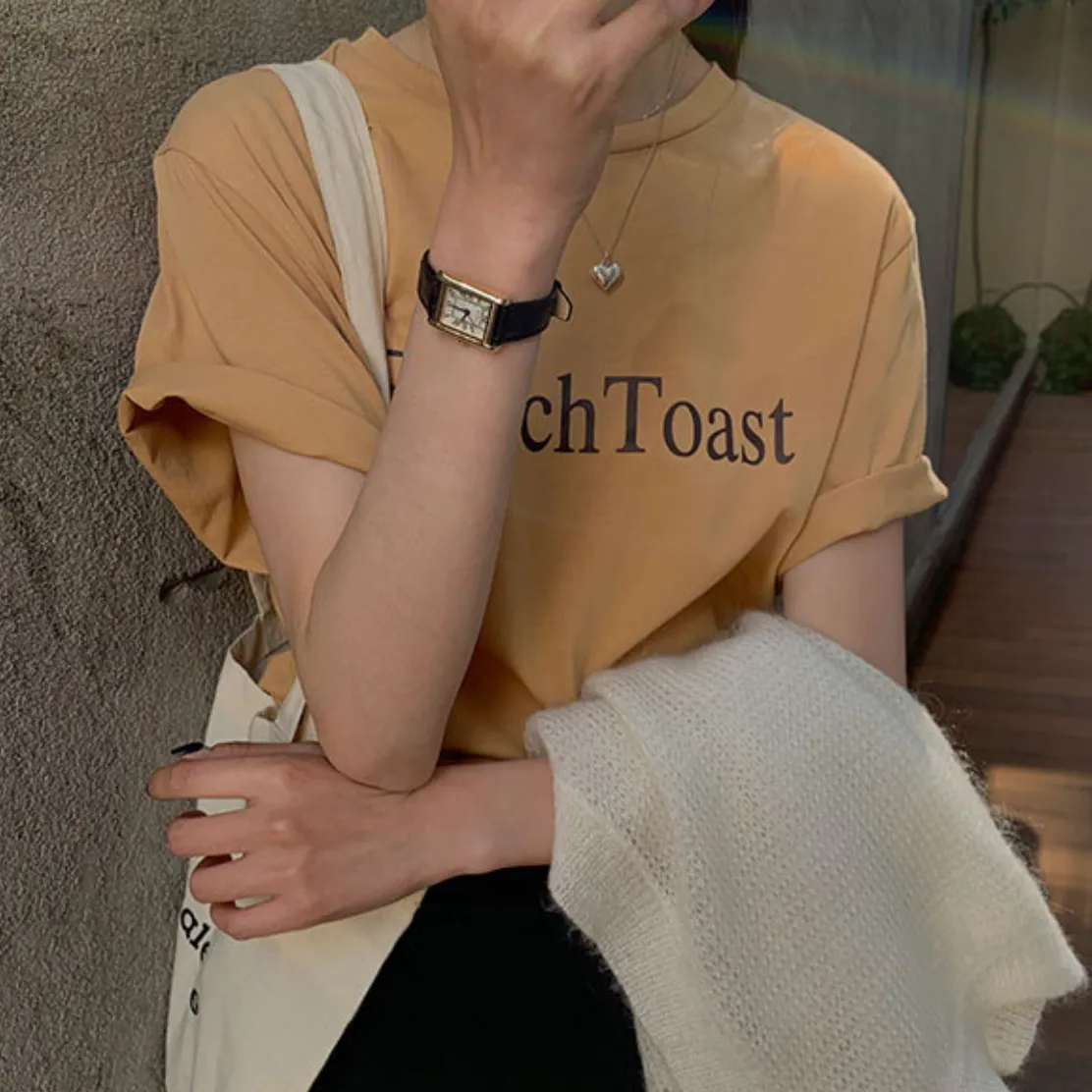 [Korean Style] French Toast Printing Graphic Cotton T-shirt