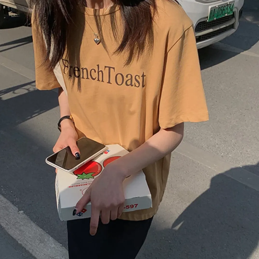 [Korean Style] French Toast Printing Graphic Cotton T-shirt