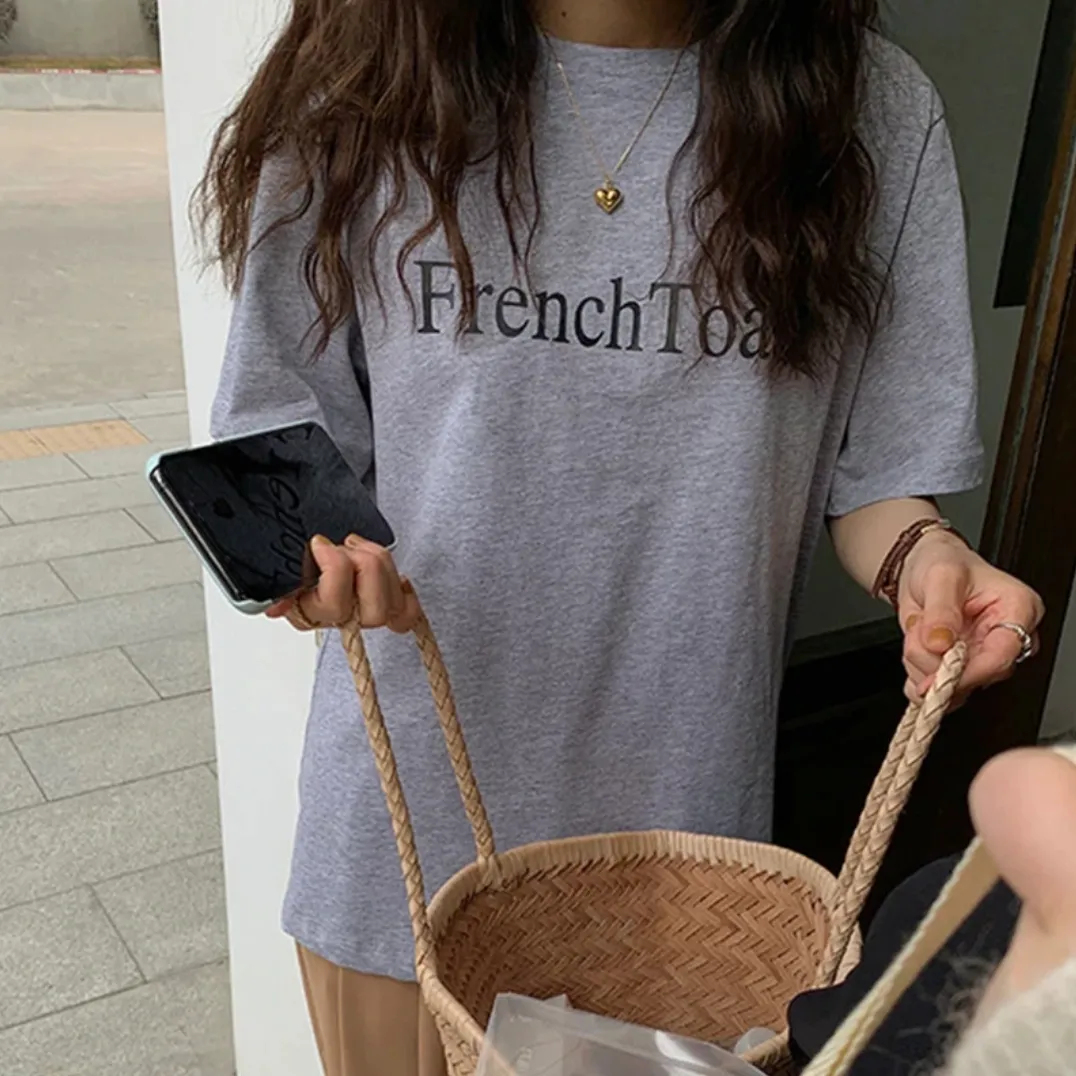 [Korean Style] French Toast Printing Graphic Cotton T-shirt