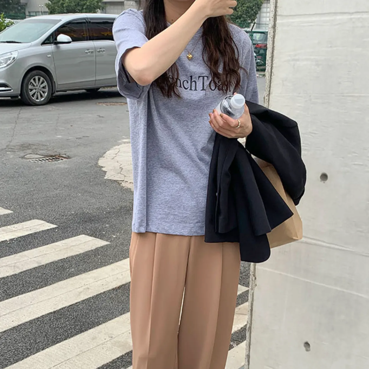 [Korean Style] French Toast Printing Graphic Cotton T-shirt