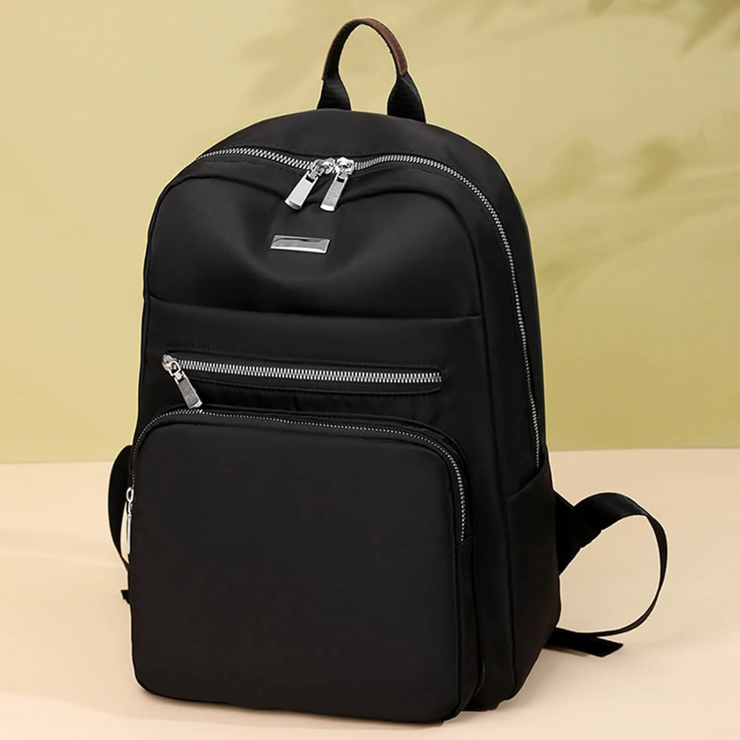 Ladies Large Capacity Lightweight Backpack Casual Fashion Soft Leather Outdoor Season Backpack with (Black, One Size)