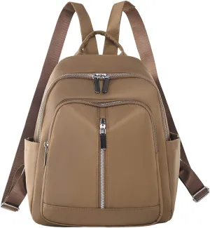 Ladies Large Capacity Lightweight Backpack Casual Fashion Soft Leather Outdoor Travel Light Backpack (Brown, One Size)