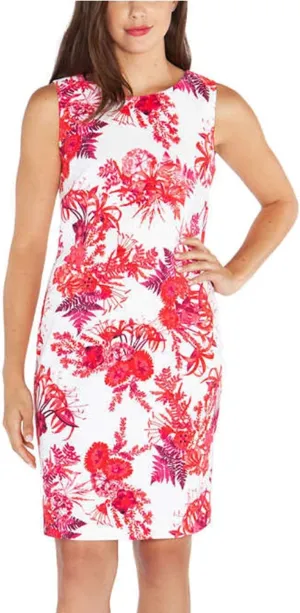 Ladies Shift Formal Dress (Pink Floral, 10)