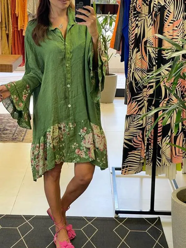 Layered Floral Blouse Dress