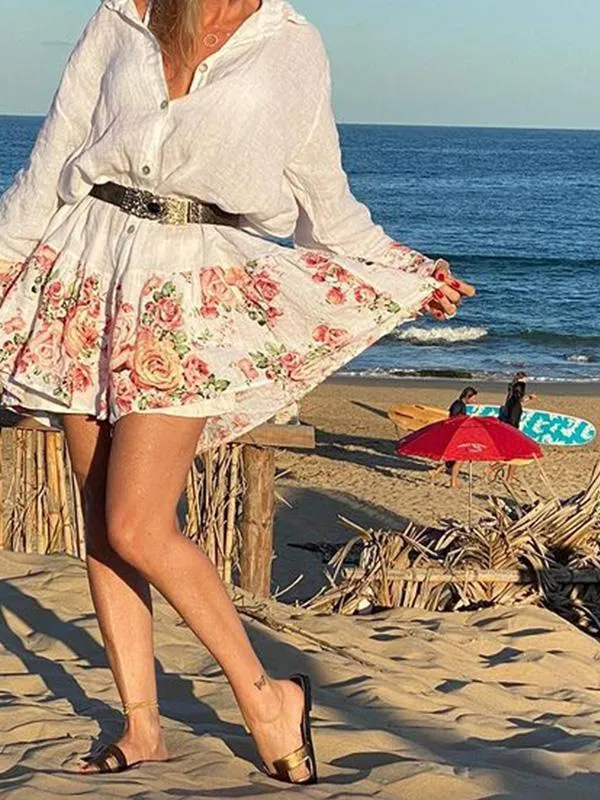 Layered Floral Blouse Dress