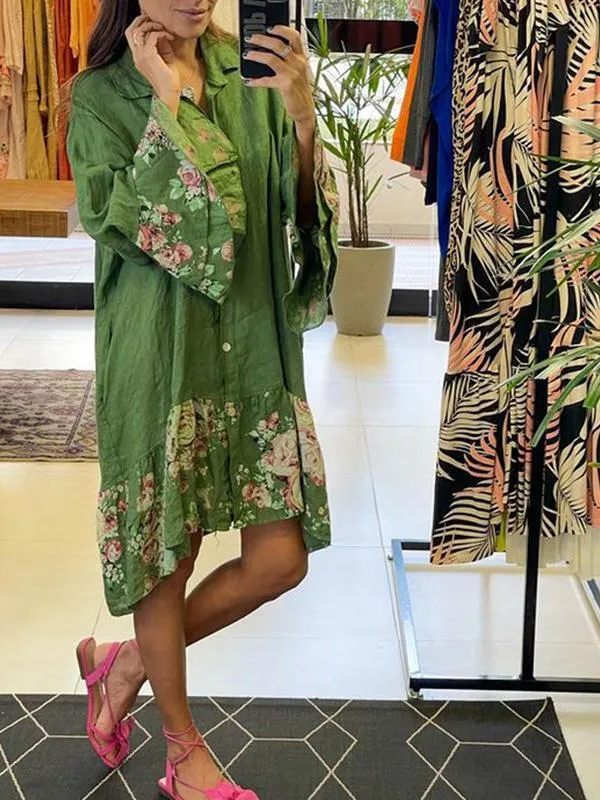 Layered Floral Blouse Dress