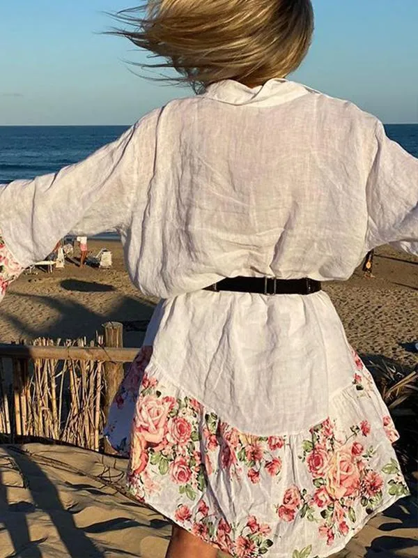 Layered Floral Blouse Dress