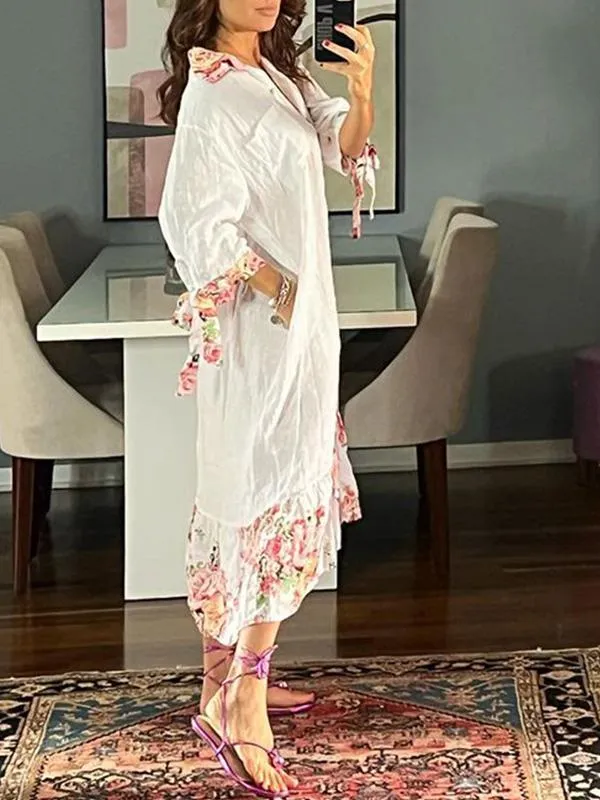 Layered Floral Blouse Dress