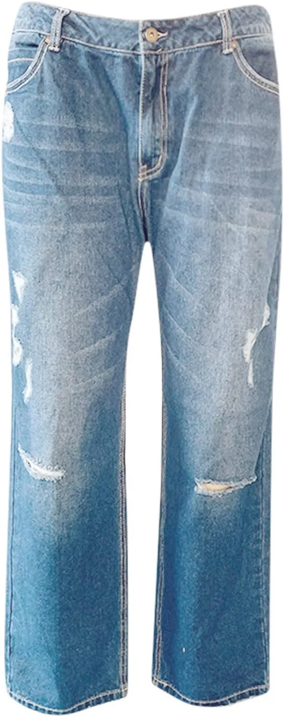 LCMTWX Jeans Jumpsuits Denim Jeans Bib Washed Overalls Rompers Ripped Women's Denim Women's Jeans Straight Leg Jeans for