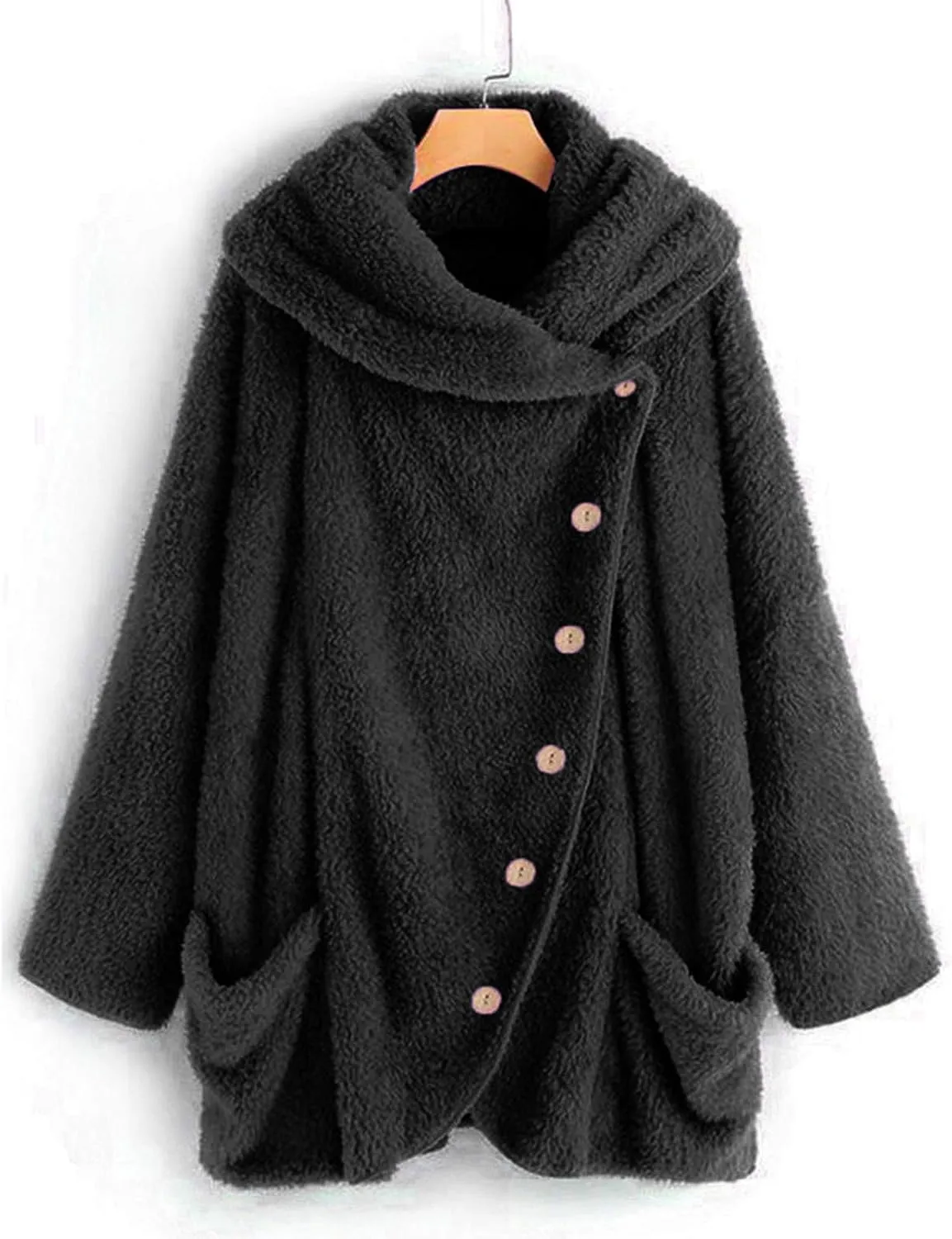 LCMTWX Womens 2023 Winter Fuzzy Fleece Jacket Fleece Sleeve Plus Size Women Women's Coat Solid Oversized Fuzzy Fleece De