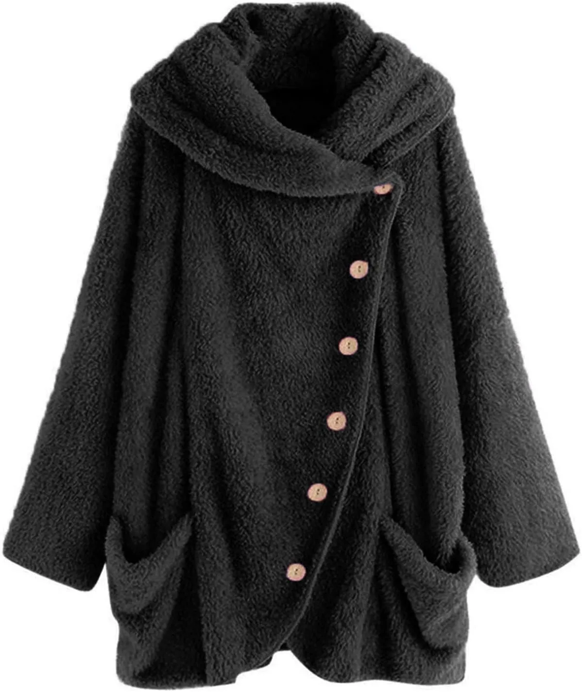 LCMTWX Womens 2023 Winter Fuzzy Fleece Jacket Fleece Sleeve Plus Size Women Women's Coat Solid Oversized Fuzzy Fleece De