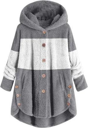 LCMTWX Womens 2023 Winter Fuzzy Fleece Jacket Fleece Sleeve Plus Size Women Women's Coat Solid Oversized Fuzzy Fleece De