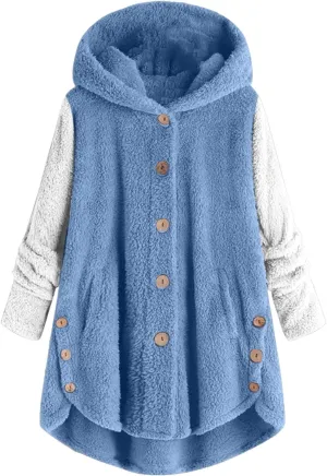 LCMTWX Womens 2023 Winter Fuzzy Fleece Jacket Fleece Sleeve Plus Size Women Women's Coat Solid Oversized Fuzzy Fleece De