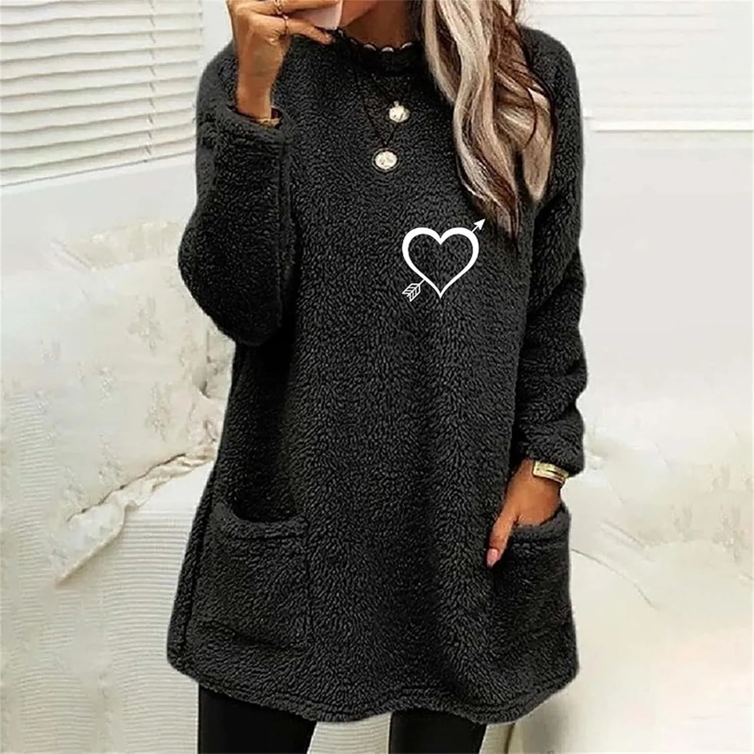 LCMTWX Womens 2023 Winter Fuzzy Fleece Jacket Fleece Thickening Plus Size Coat Jacket Solid Oversized Fuzzy Fleece Fluffy