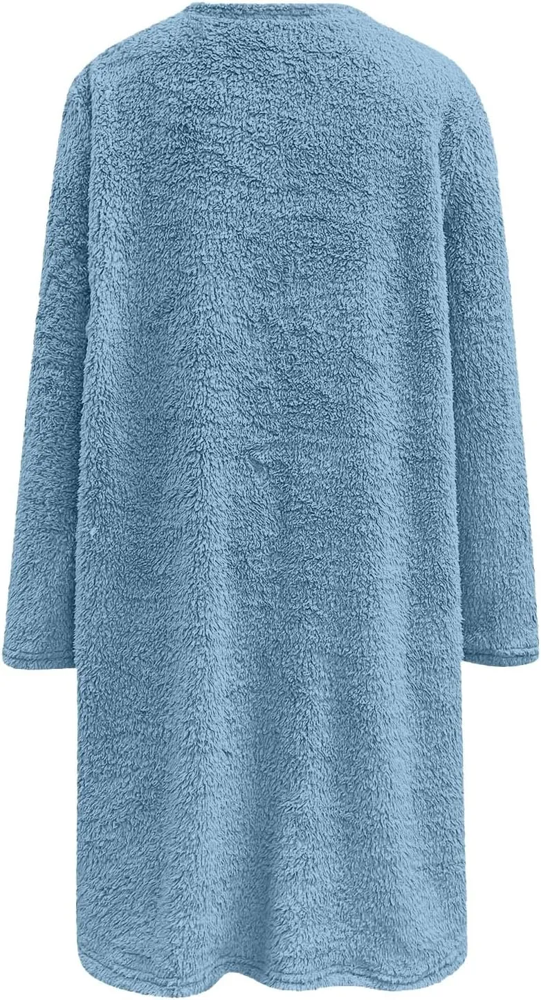 LCMTWX Womens 2023 Winter Fuzzy Fleece Jacket Fleece Thickening Plus Size Coat Jacket Solid Oversized Fuzzy Fleece Fluffy