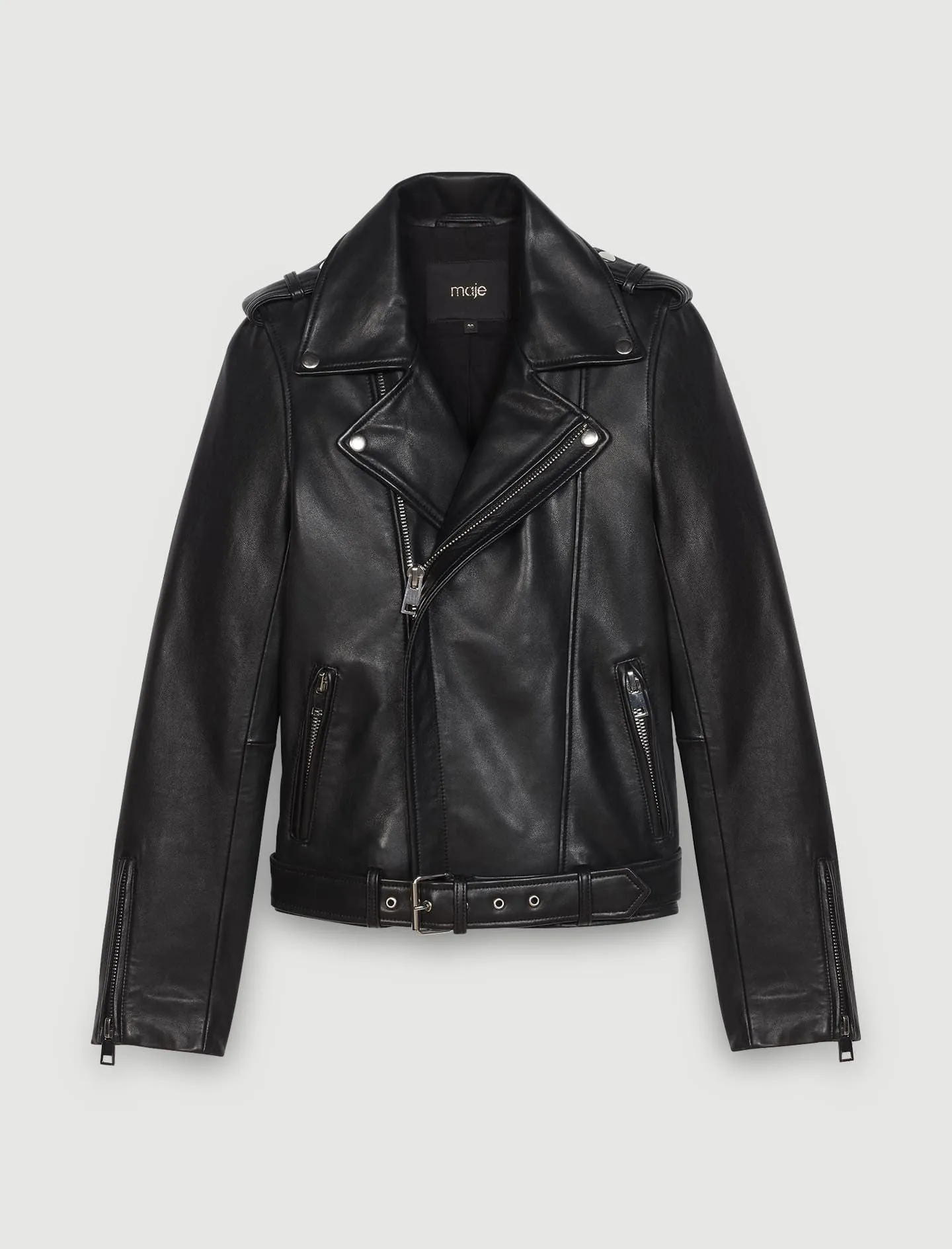 LEATHER BIKER JACKET AND BELT