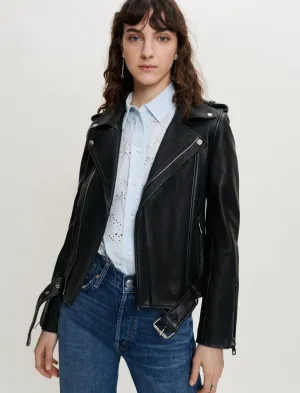 LEATHER BIKER JACKET AND BELT