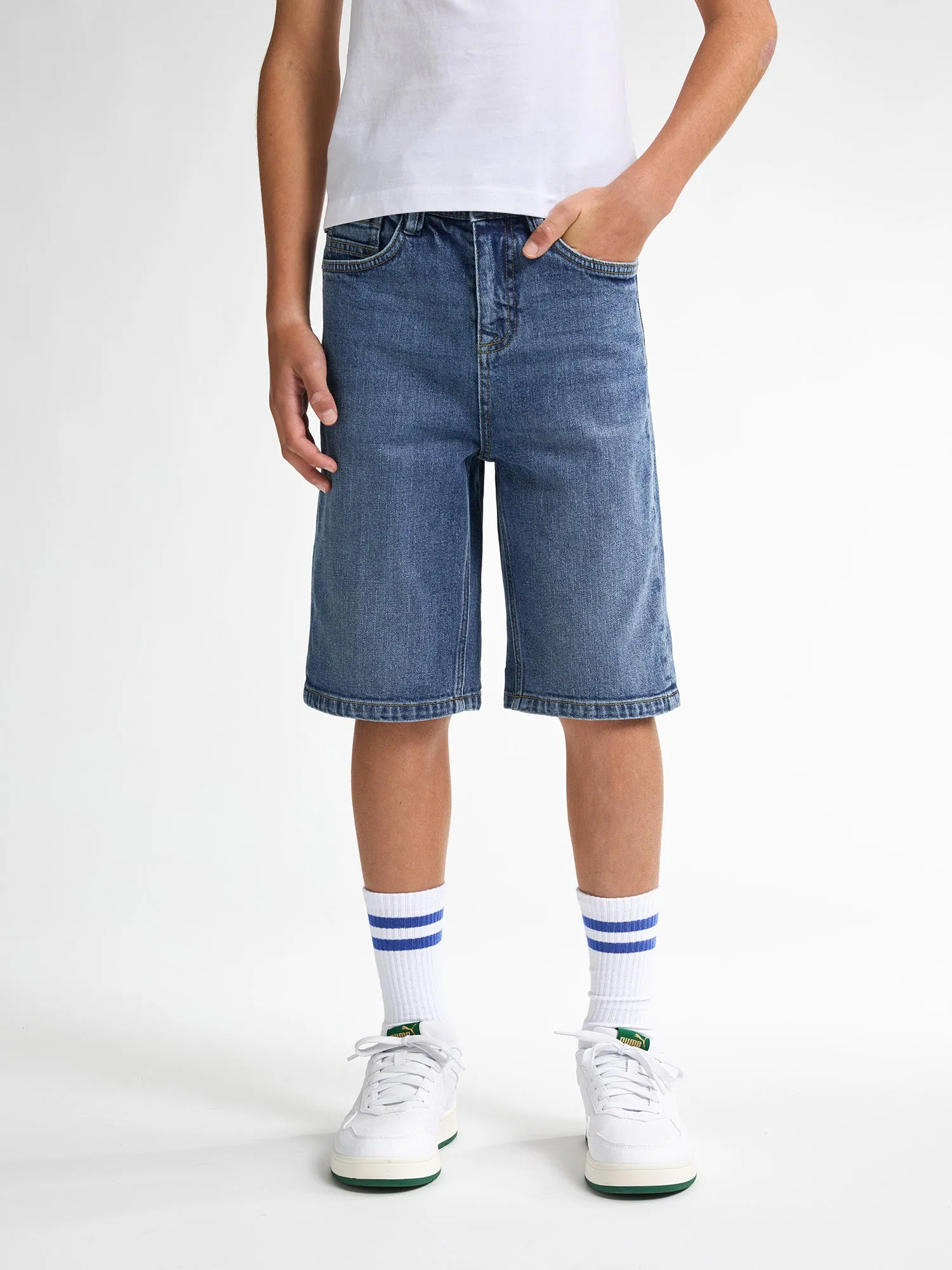 Lenox Loose Fit Denim Shorts Papaya