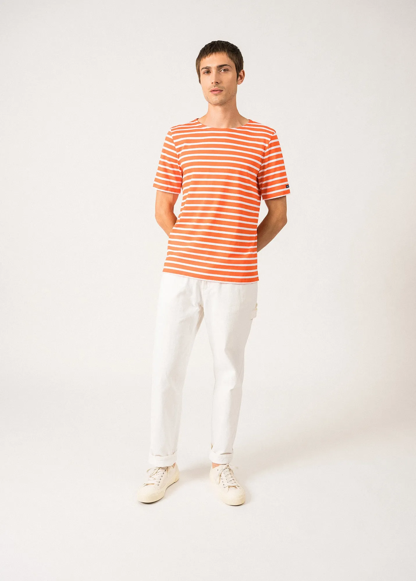 Levant short sleeve striped sailor shirt - regular fit, in light cotton (BASKET/NEIGE)