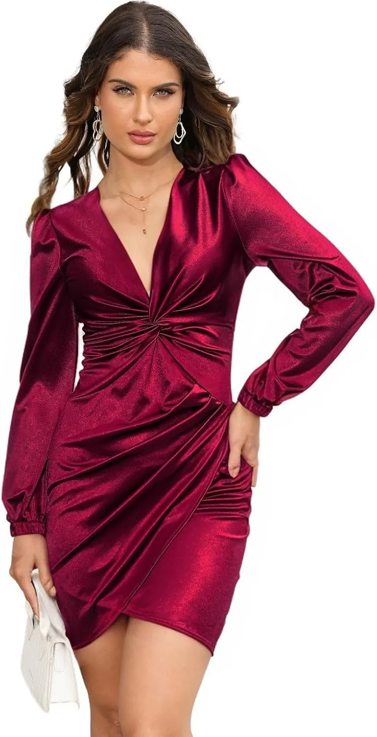 LightlyKiss Women's Wedding Guest Dress Twist Front Formal Party Cute Dress Women Front Formal Party Cute Dresses