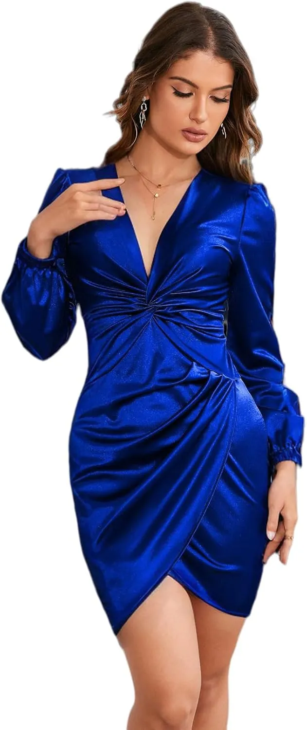 LightlyKiss Women's Wedding Guest Dress Twist Front Formal Party Cute Dress Women Front Formal Party Cute Dresses