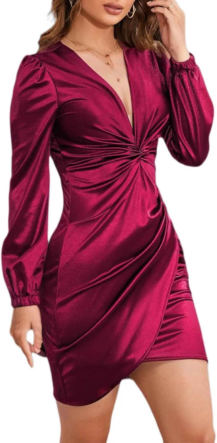 LightlyKiss Women's Wedding Guest Dress Twist Front Formal Party Cute Dress Women Front Formal Party Cute Dresses