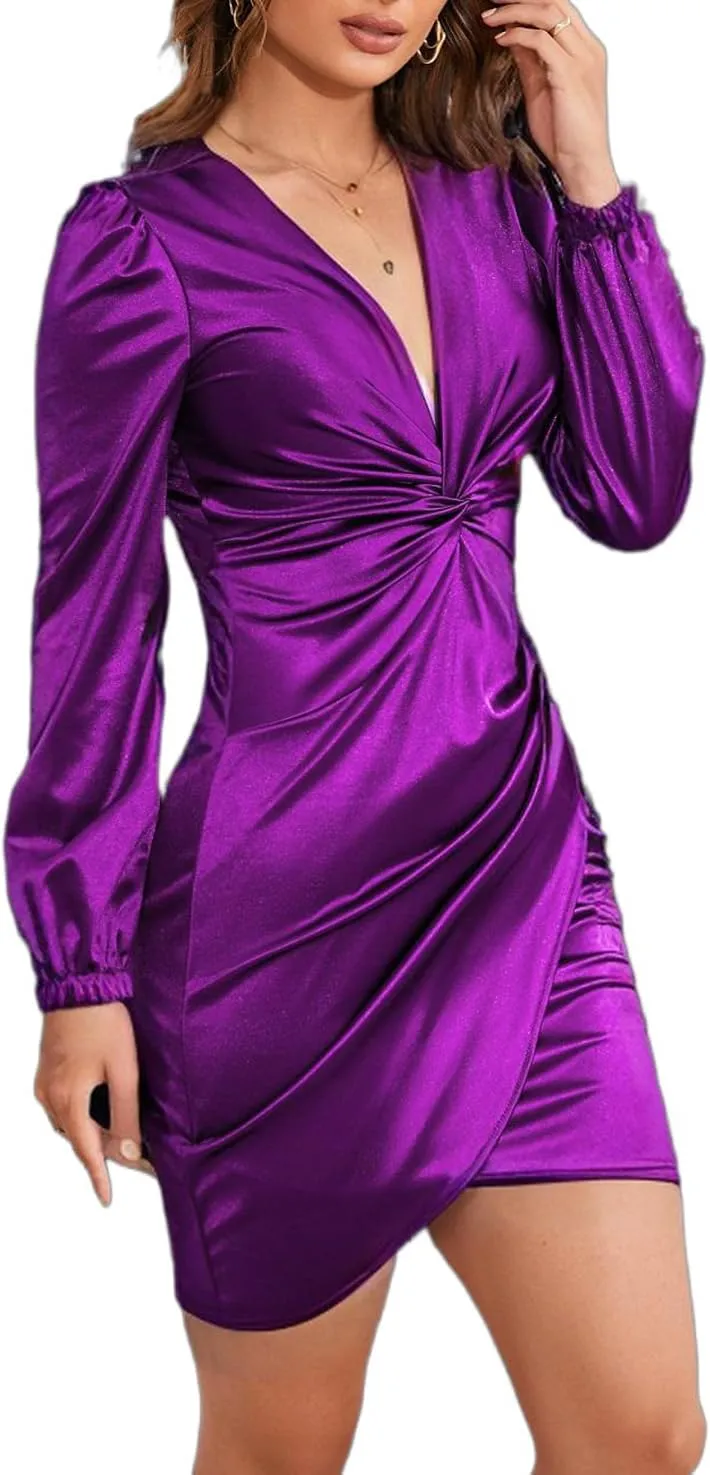 LightlyKiss Women's Wedding Guest Dress Twist Front Formal Party Cute Dress Women Front Formal Party Cute Dresses