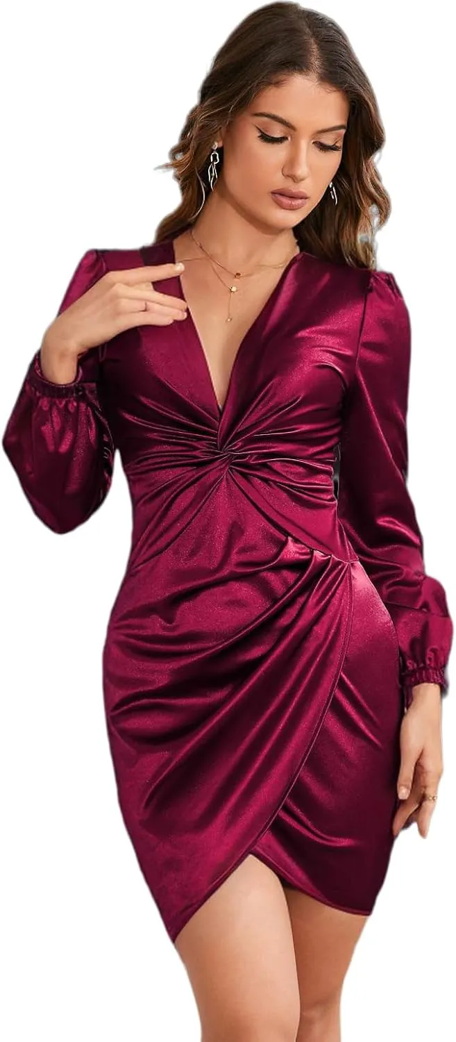 LightlyKiss Women's Wedding Guest Dress Twist Front Formal Party Cute Dress Women Front Formal Party Cute Dresses