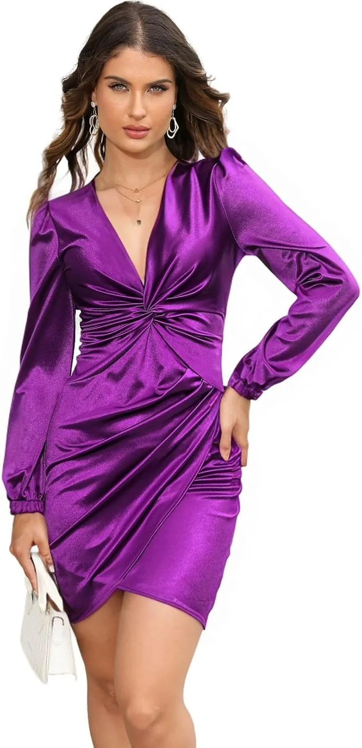 LightlyKiss Women's Wedding Guest Dress Twist Front Formal Party Cute Dress Women Front Formal Party Cute Dresses