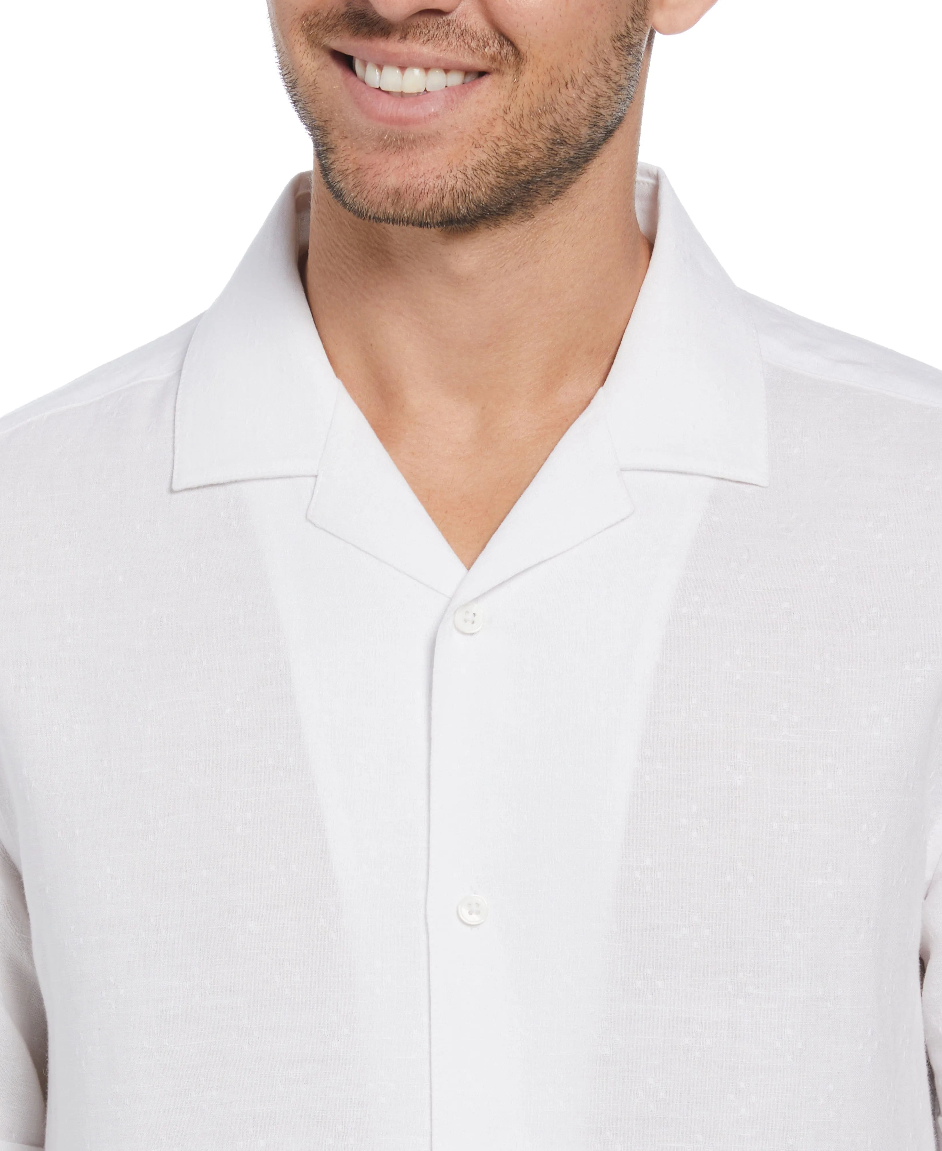 Linen Blend Dobby Camp Collar Shirt