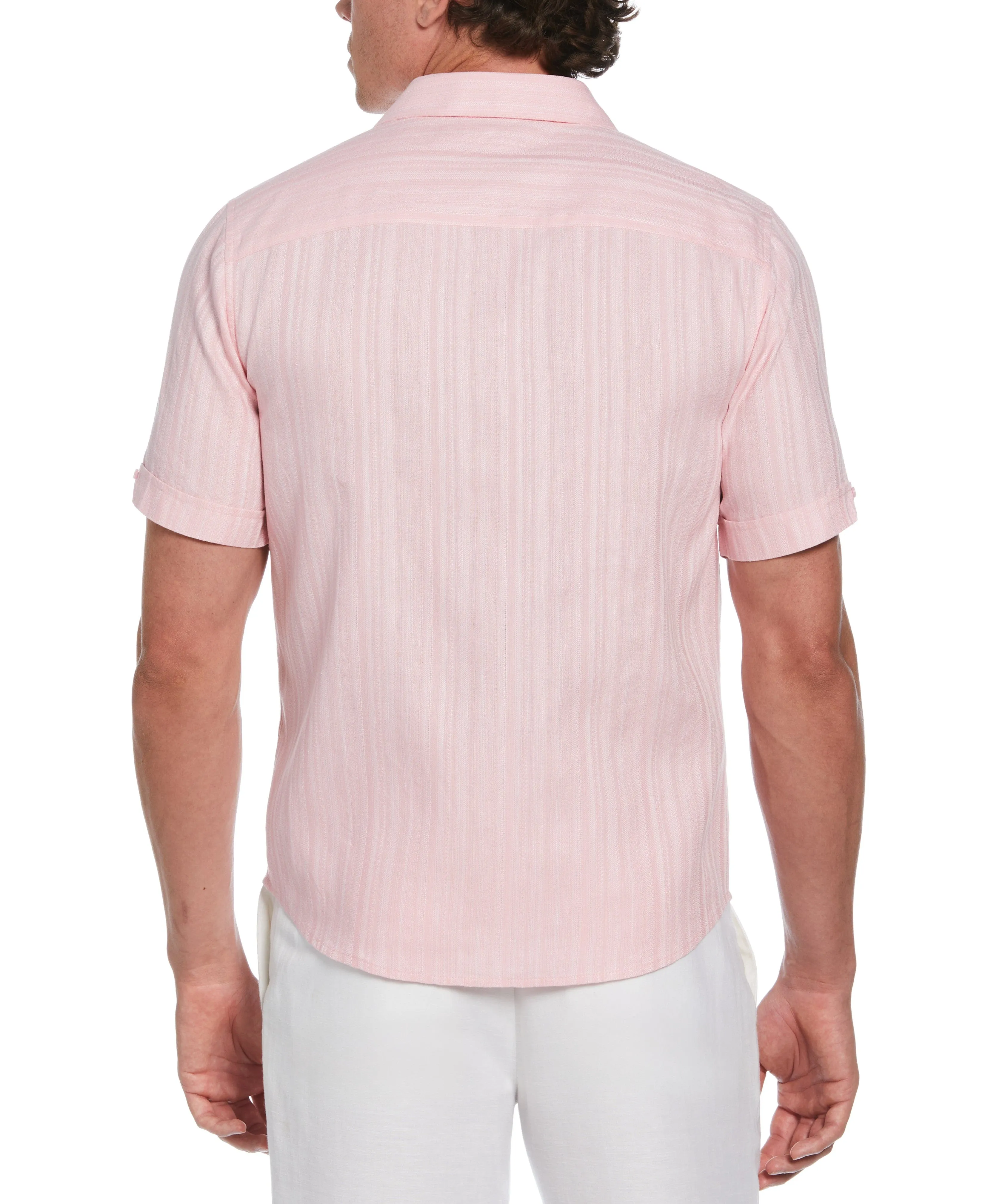 Linen Blend Dobby Stripe Print Shirt