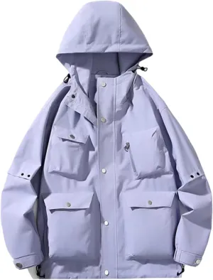 Lmdudan 2024 Winter Windbreaker Jacket Women's Hoodie Rain Jacket Outdoor Hiking Lightweight Softshell Raincoat with Pockets