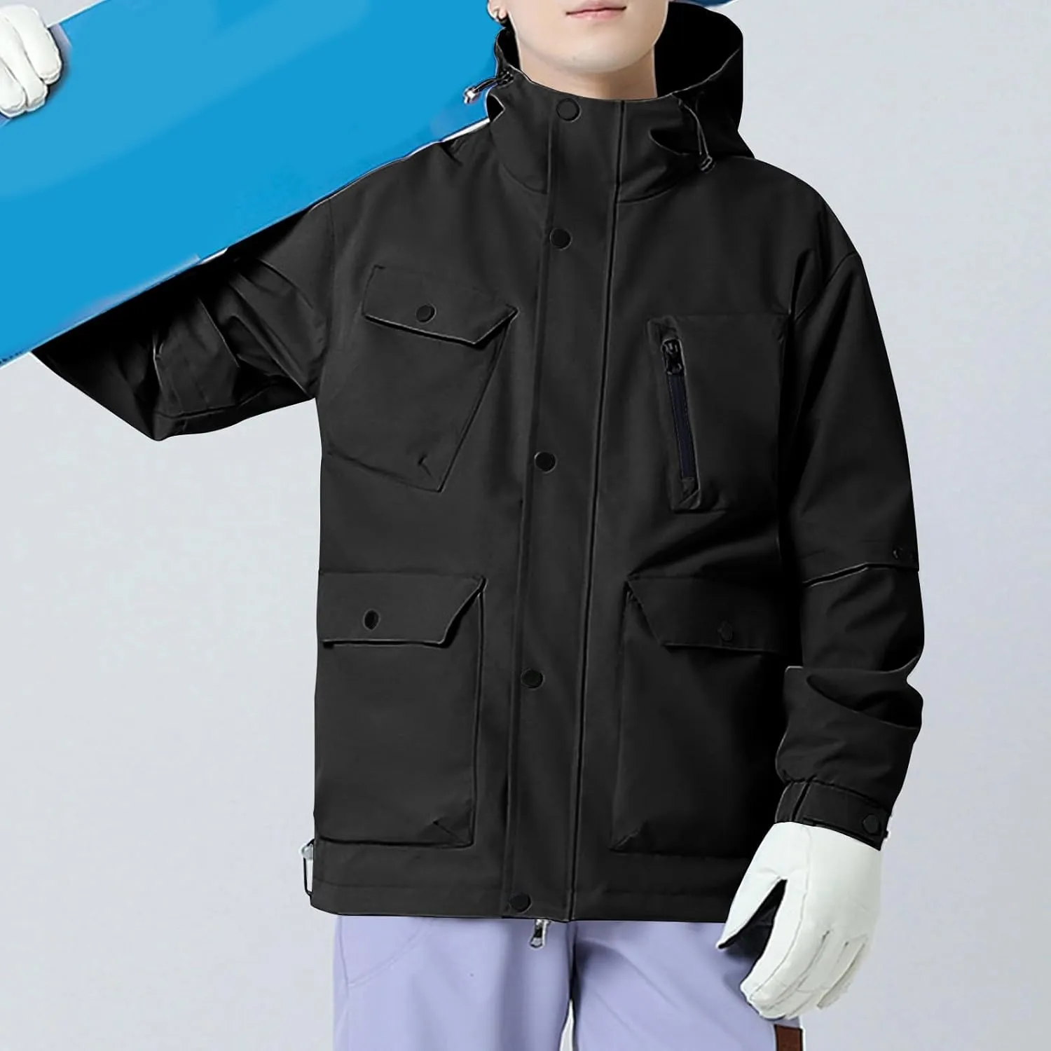 Lmdudan 2024 Winter Windbreaker Jacket Women's Hoodie Rain Jacket Outdoor Hiking Lightweight Softshell Raincoat with Pockets