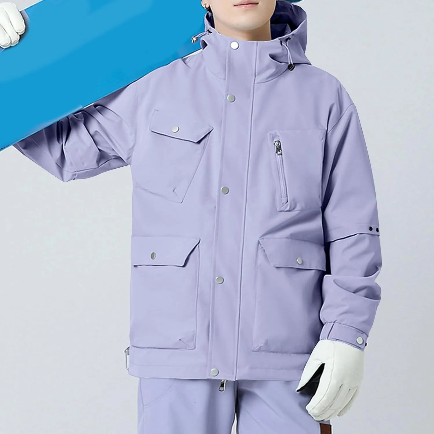 Lmdudan 2024 Winter Windbreaker Jacket Women's Hoodie Rain Jacket Outdoor Hiking Lightweight Softshell Raincoat with Pockets