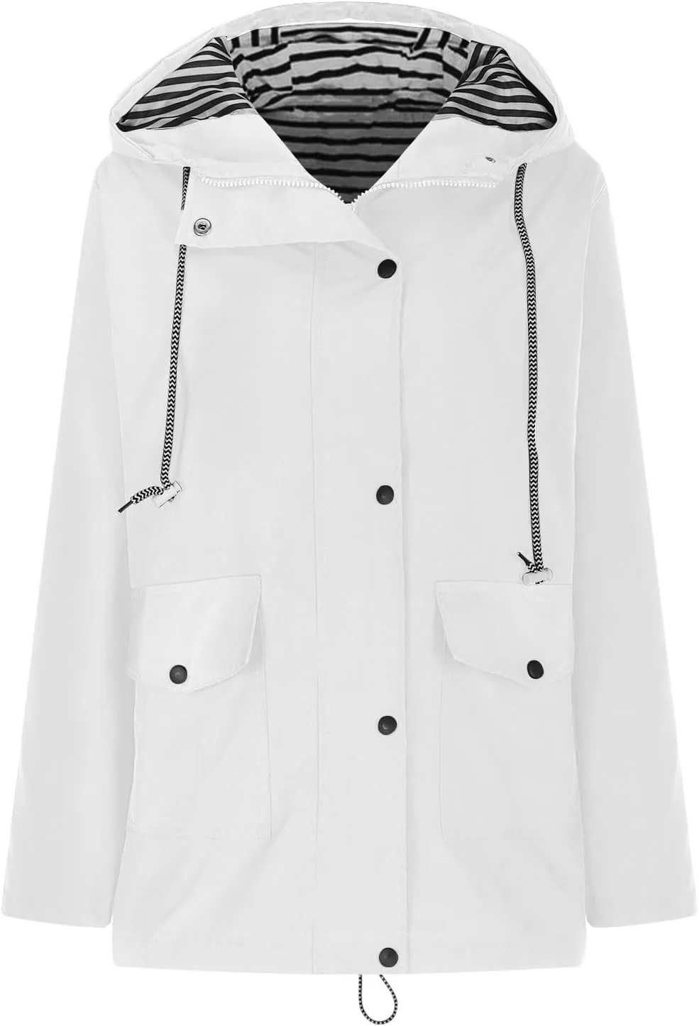 Lmdudan Rain Jacket for Women Lightweight Long Hooded Raincoat Waterproof Outdoor Travel Hiking Windbreaker Coats with Pocket