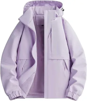 Lmdudan Women's Waterproof Hooded Rain Jacket 2024 Fall Winter Lightweight Outdoor Raincoat Windbreaker Hiking Shell Jackets