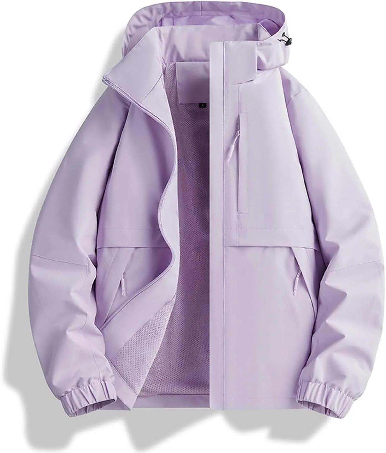 Lmdudan Women's Waterproof Hooded Rain Jacket 2024 Fall Winter Lightweight Outdoor Raincoat Windbreaker Hiking Shell Jackets