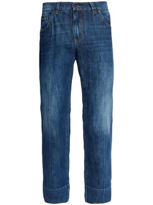 Logo-Plaque Straight-Leg Jeans