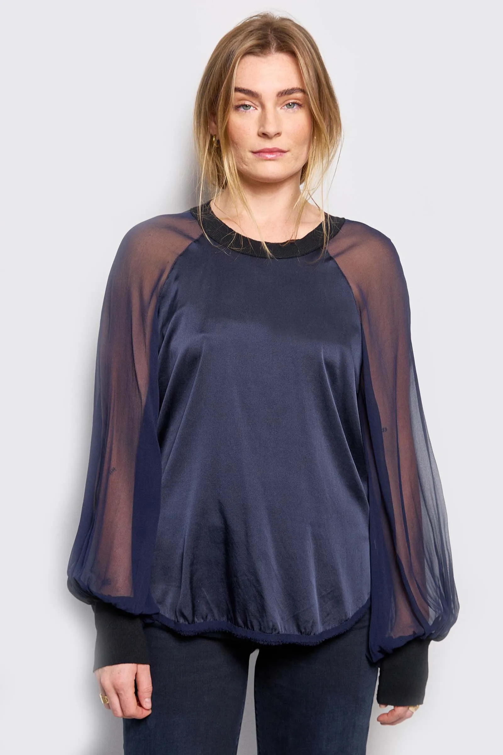 lois scoop neck silk blouse