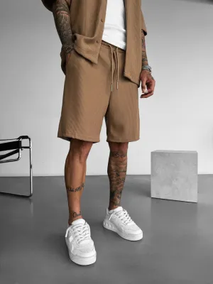 Loose Fit Cord Shorts - Brown